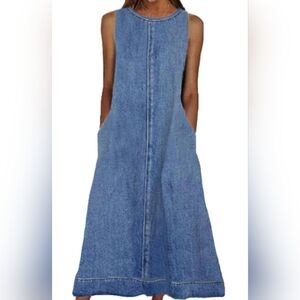 Blue Denim Sleeveless Dress